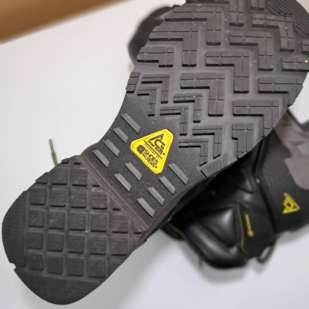 Ace Waterproof Black Leather Work Boots - EH Rated Safety Toe For Men Size 12